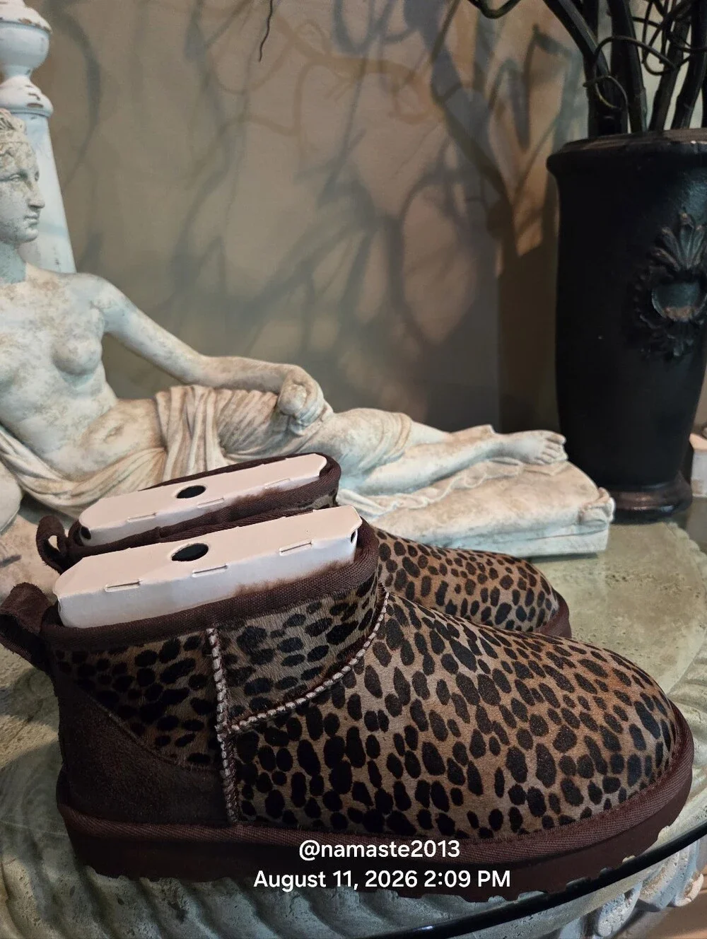Ugg Classic Ultra Mini Caspian Boot Leopard Print Calf Hair Designer #805